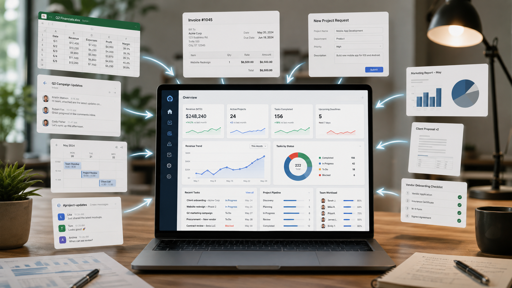 Disconnected business tools being consolidated into a custom web application
